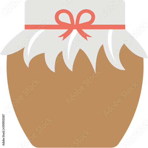 
Honey jar tied with ribbon and cloth flat vector icon

