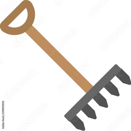 
A ground cultivator or garden rake flat design icon
