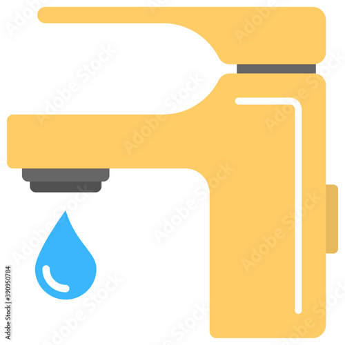 
Flat icon of a leaking water tap 

