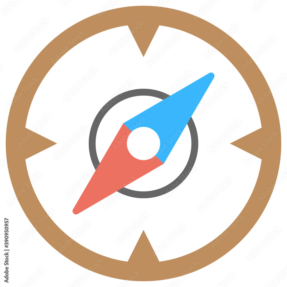 
Flat icon of a compass 
