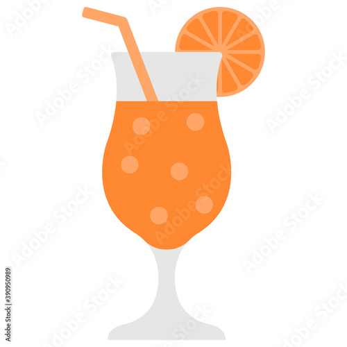 
Flat icon of a tropical drink in a glass
