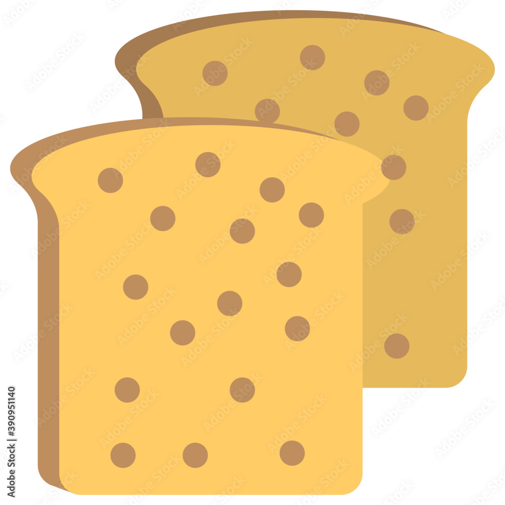 
Flat icon of brown bread 
