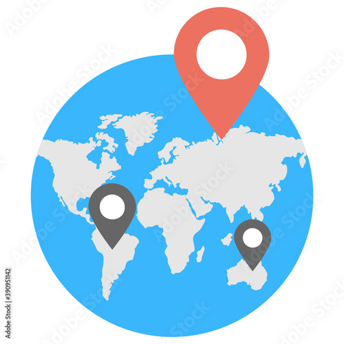 
Flat icon of different destinations around the world 
