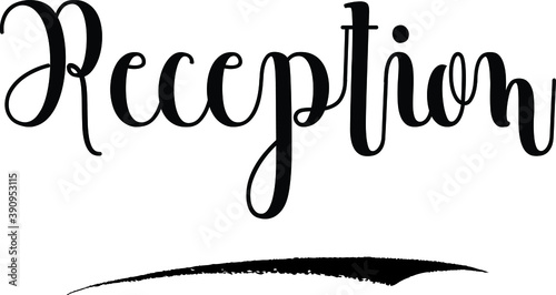 Reception Cursive Calligraphy Black Color Text On White Background