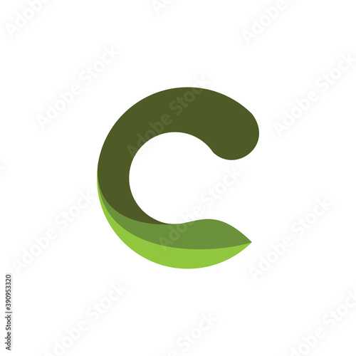 C letter with leaf logo design vector