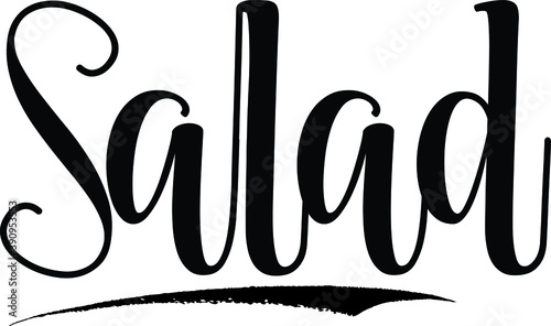 Salad Cursive Calligraphy Black Color Text On White Background