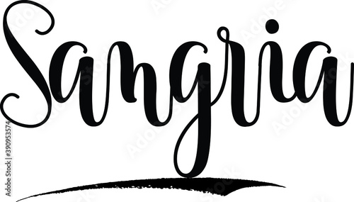 Sangria Cursive Calligraphy Black Color Text On White Background