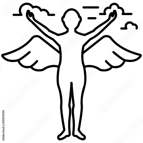 
Angel person. Flat icon supernatural being
