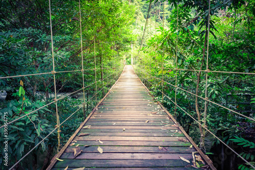 Bridge over a stream at Tao Thong Waterfall, Phang Nga, Thailand.