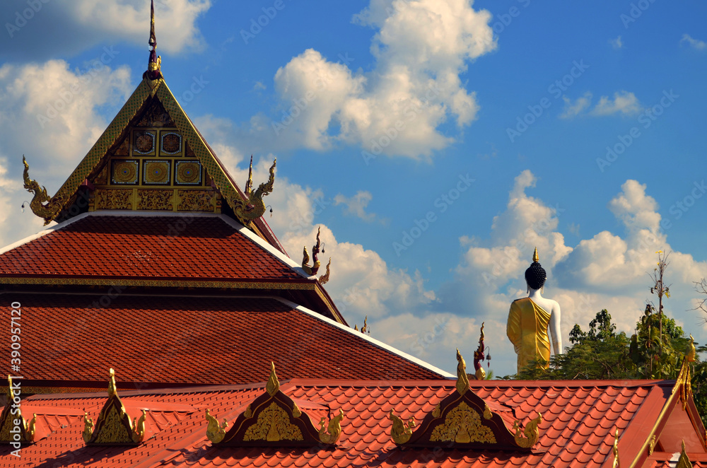 Chiang Mai, Thailand - Wat Phrathat Doi Kham Rooves under the Clouds