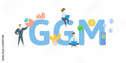 Fototapeta Naklejka Na Ścianę i Meble -  GGM, Gordon Growth Model. Concept with keyword, people and icons. Flat vector illustration. Isolated on white background.