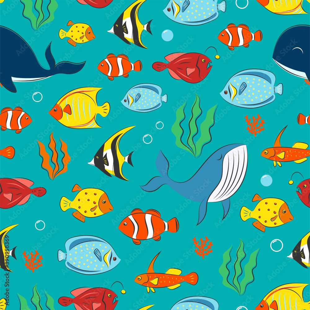 Seamless Pattern with underwater concept