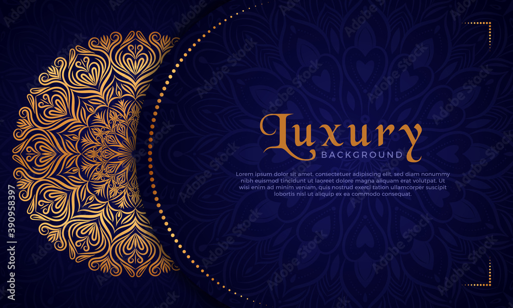 Luxury mandala background with floral ornament pattern. Hand drawn gold mandala design. Vector mandala template for decoration invitation, cards, wedding, logos, cover, brochure, flyer, banner.