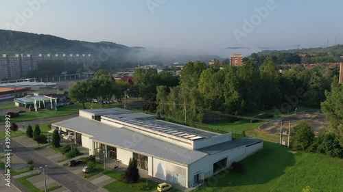 Wallpaper Mural Aerial View of a Ózd City in morning Torontodigital.ca