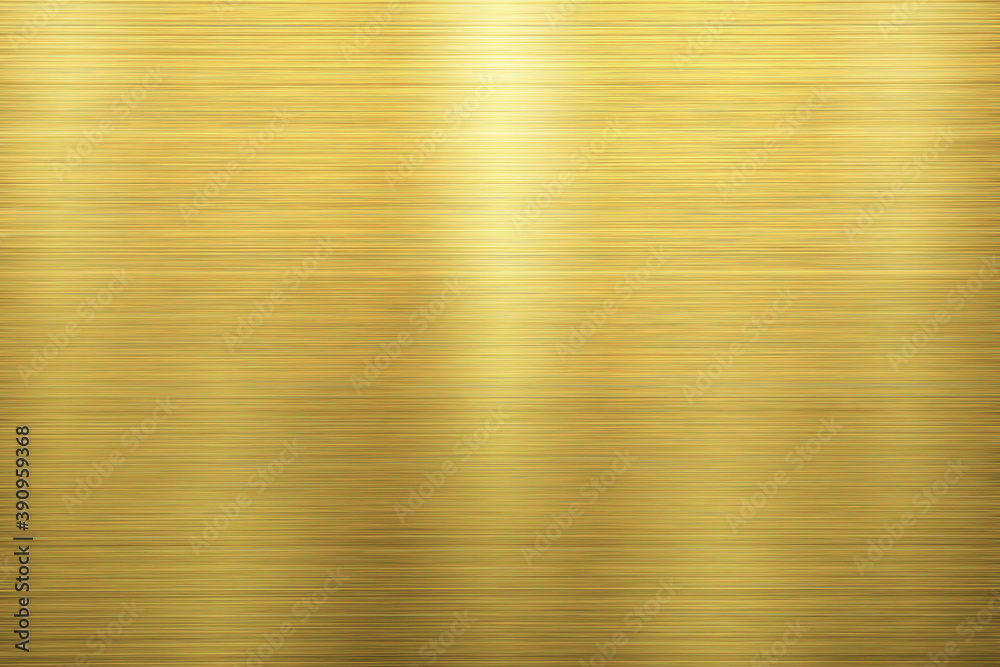 Gold metal texture of brushed stainless steel plate with the reflection ...