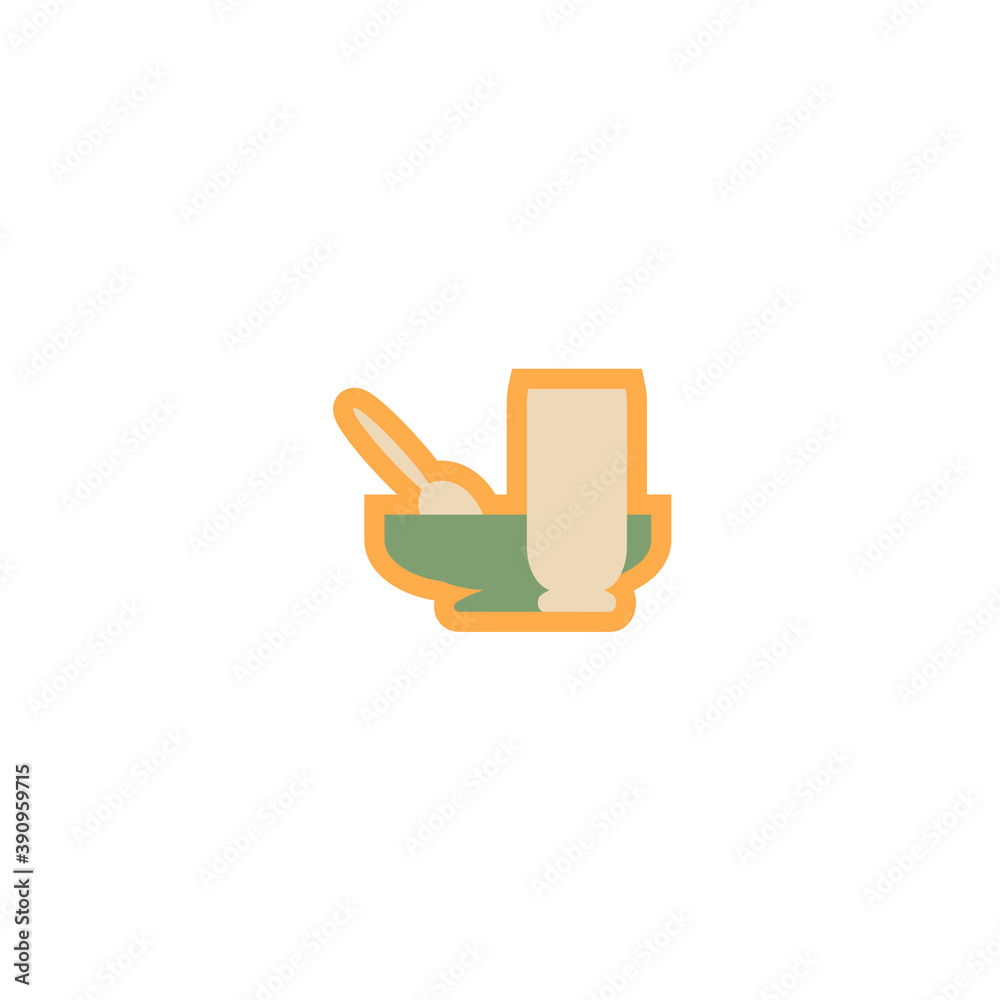 Cooking sticker . Cutlery, kitchen utensils. Flat vector illustration for design, logo