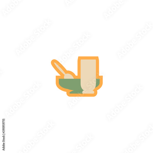 Cooking sticker . Cutlery, kitchen utensils. Flat vector illustration for design, logo