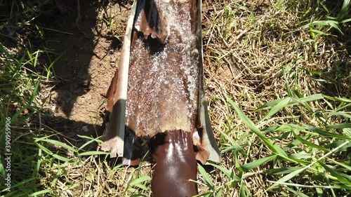water flow out from pipe to the field.