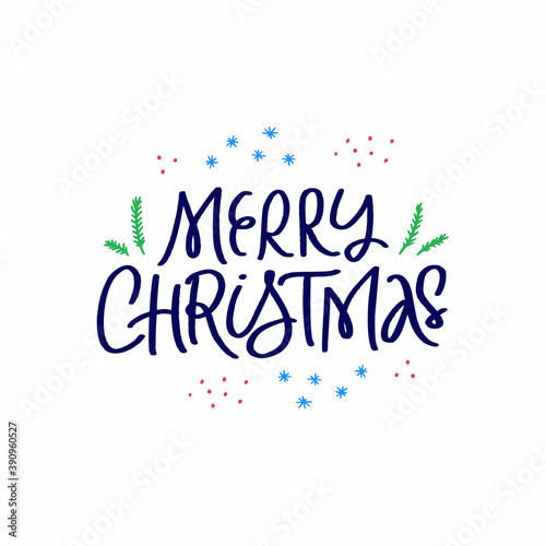 Merry Christmas wishes simple flat vector lettering