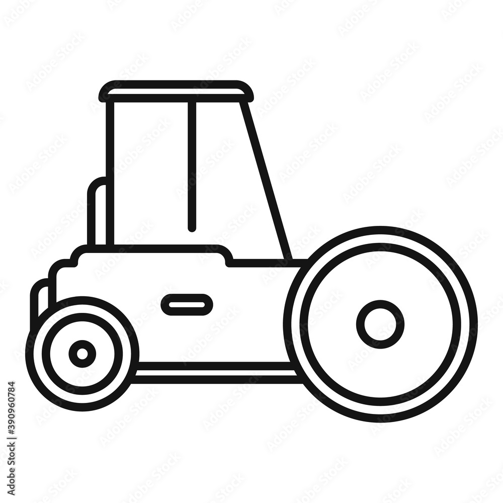 Road roller icon. Outline road roller vector icon for web design isolated on white background