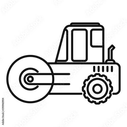 Heavy road roller icon. Outline heavy road roller vector icon for web design isolated on white background
