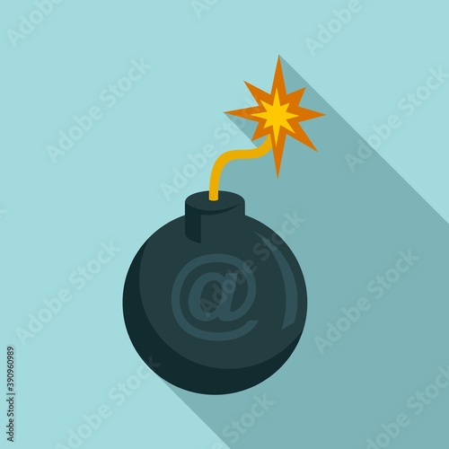 Email fraud bomb icon. Flat illustration of email fraud bomb vector icon for web design