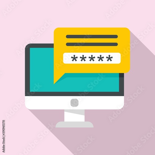 Secured computer password icon. Flat illustration of secured computer password vector icon for web design