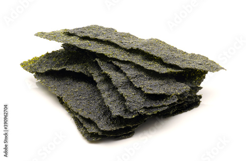 Seaweed fried on a white background
