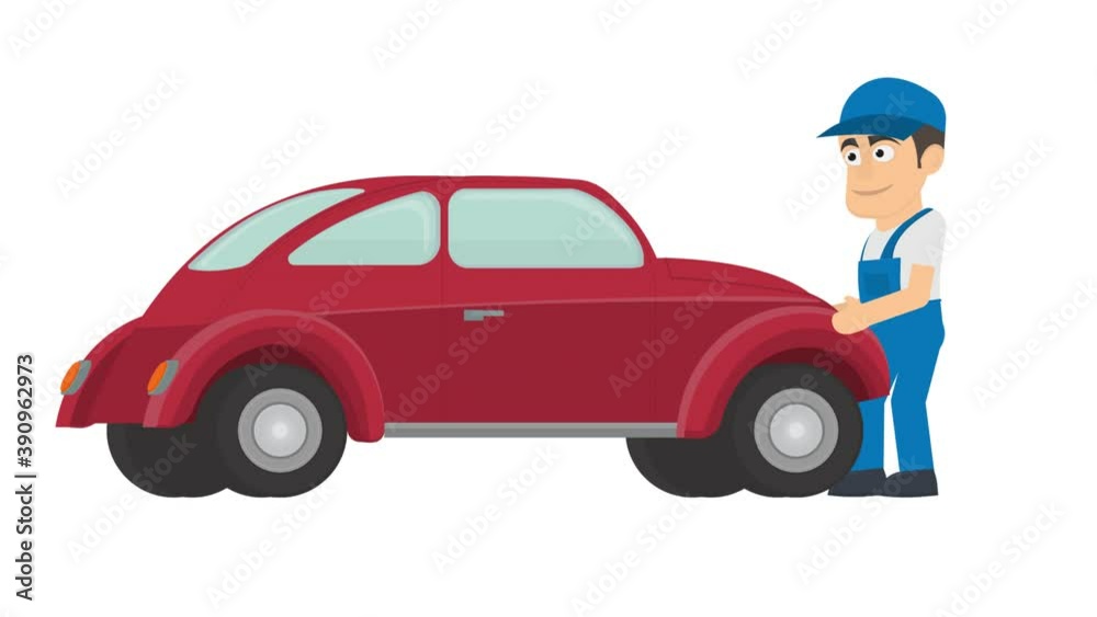 Animation of car repairs. Auto mechanic for car repairs, alpha channel enabled. Cartoon Animation of car repairs. Auto mechanic for car repairs, alpha channel enabled. Cartoon