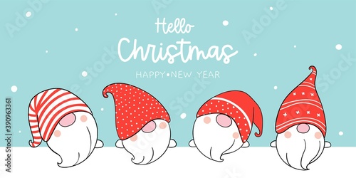Draw cute gnomes in snow For Christmas.