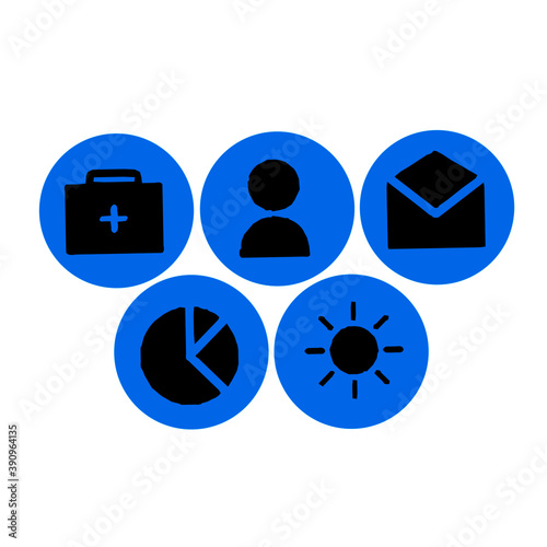 vector illustration of health icons and business symbols in set