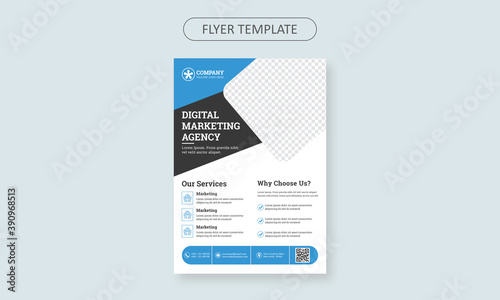 Corporate Business Flyer poster pamphlet flyer design layout shape, one colors design, vector template in A4 size - Vector