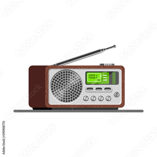 Radio tuner. Vector illustration of radio receiver, flat style. Retro radio.