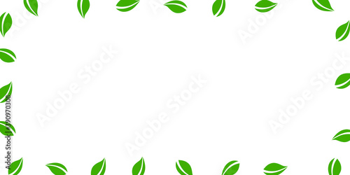 Falling green leaves. Fresh tea neat leaves flying