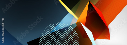 Low poly 3d geometric shapes, minimal abstract background. Vector illustrations for covers, banners, flyers and posters and other