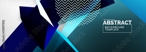 Low poly 3d geometric shapes, minimal abstract background. Vector illustrations for covers, banners, flyers and posters and other
