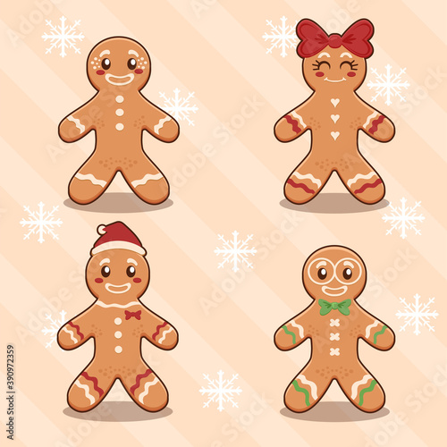 Gingerbread character collection with 4 various character