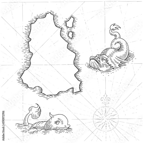 nautical old sea map kit 3
