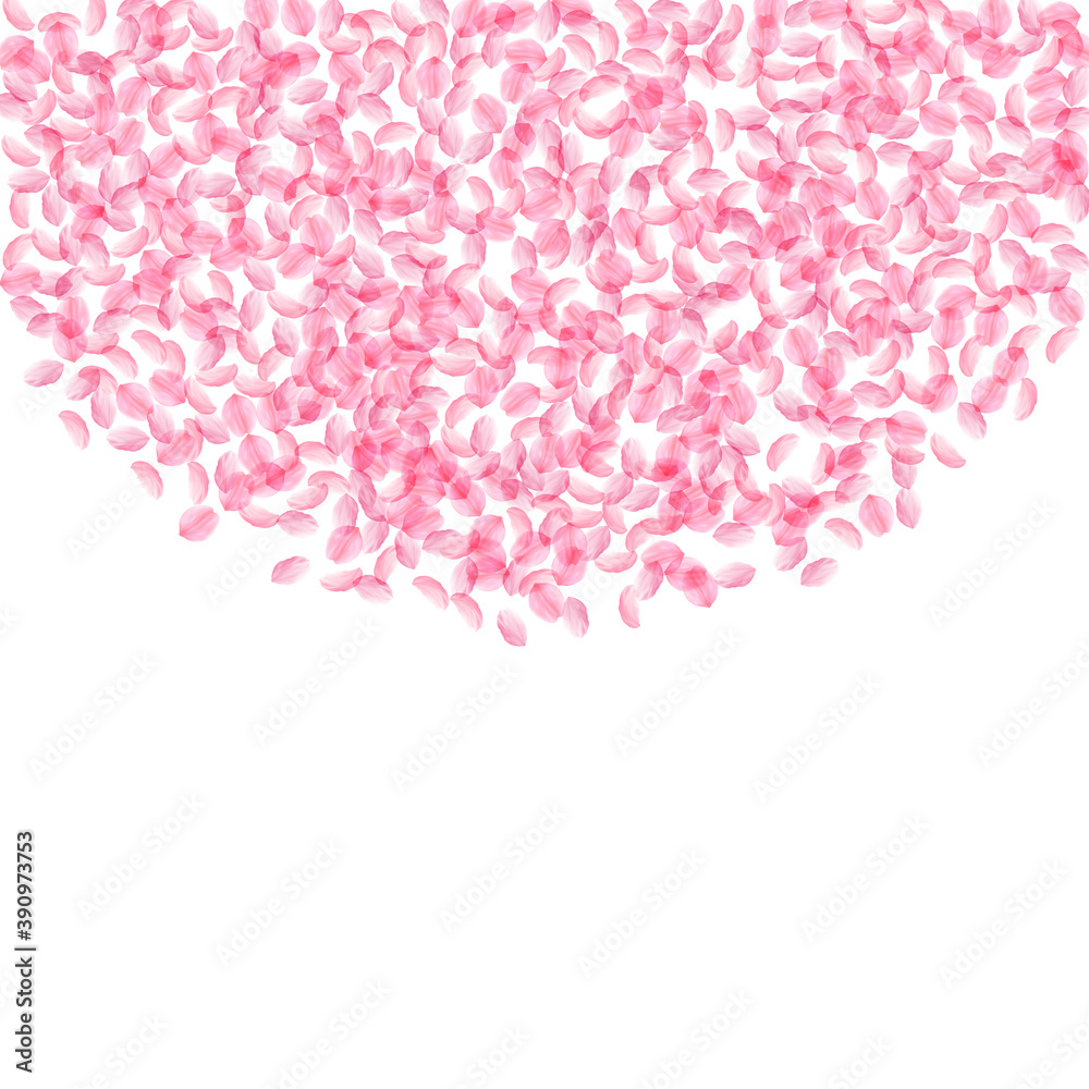 Fototapeta premium Sakura petals falling down. Romantic pink silky sm