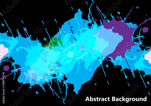 Abstract vector multicolor splatter on black color design background. illustration vector design.