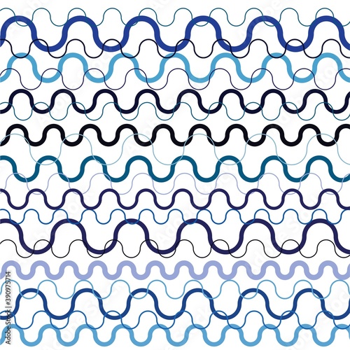 Multi-colored random wavy lines. Abstract art texture. Sinusoid. Sea concept. Vector isolated on white background.