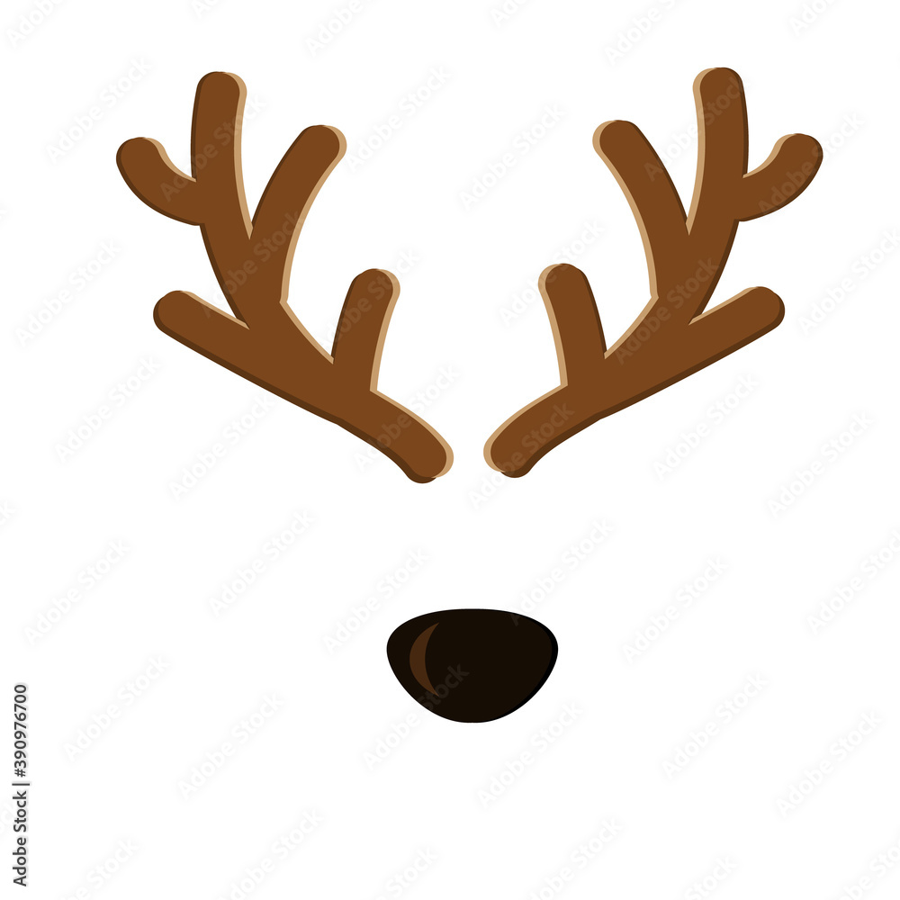 Obraz premium antlers and nose of a deer, color isolated vector illustration, clip art, design, decoration, stickers