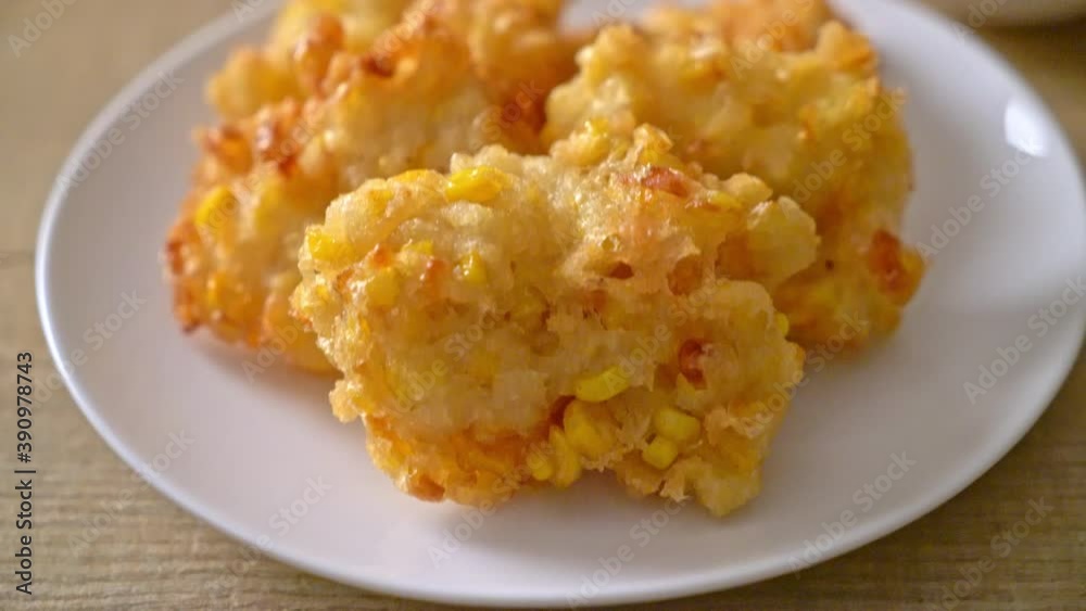 deep fried corn with sauce - vegan and vegetarian food style deep fried corn with sauce - vegan and vegetarian food style