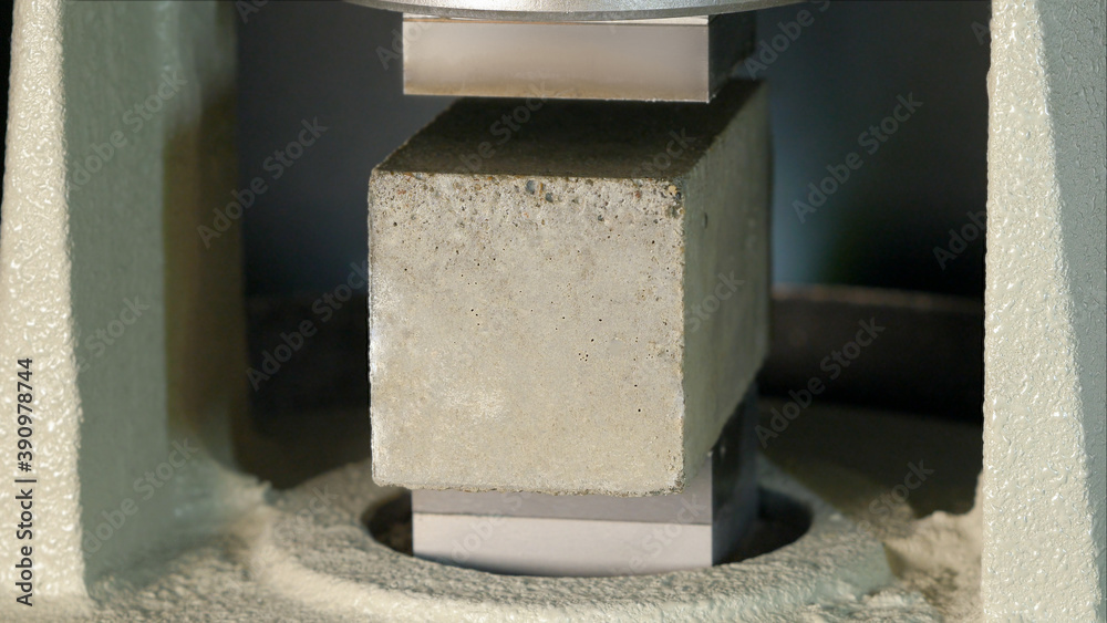 Test of cement compressive strength according to standards, properties of engineered composite materials and cement strength are tested in the physics laboratory. Test of cement compressive strength according to standards, properties of engineered composite materials and cement strength are tested in the physics laboratory.