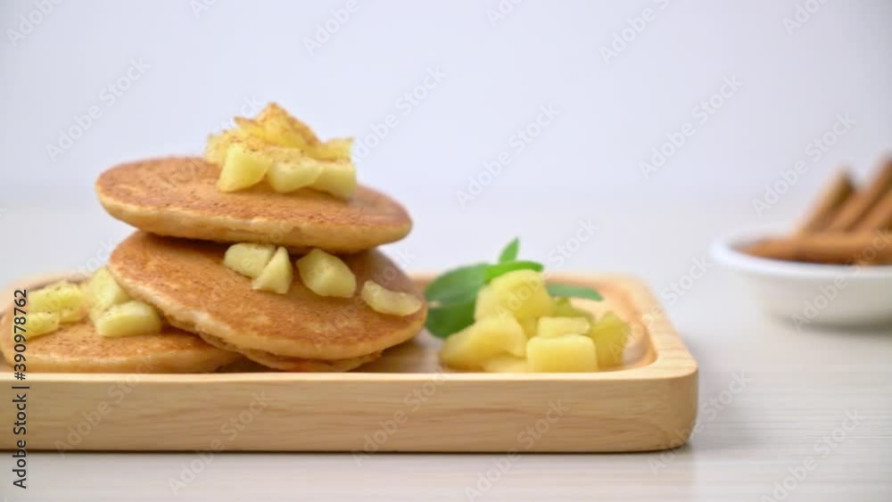 apple pancake or apple crepe with cinnamon powder apple pancake or apple crepe with cinnamon powder