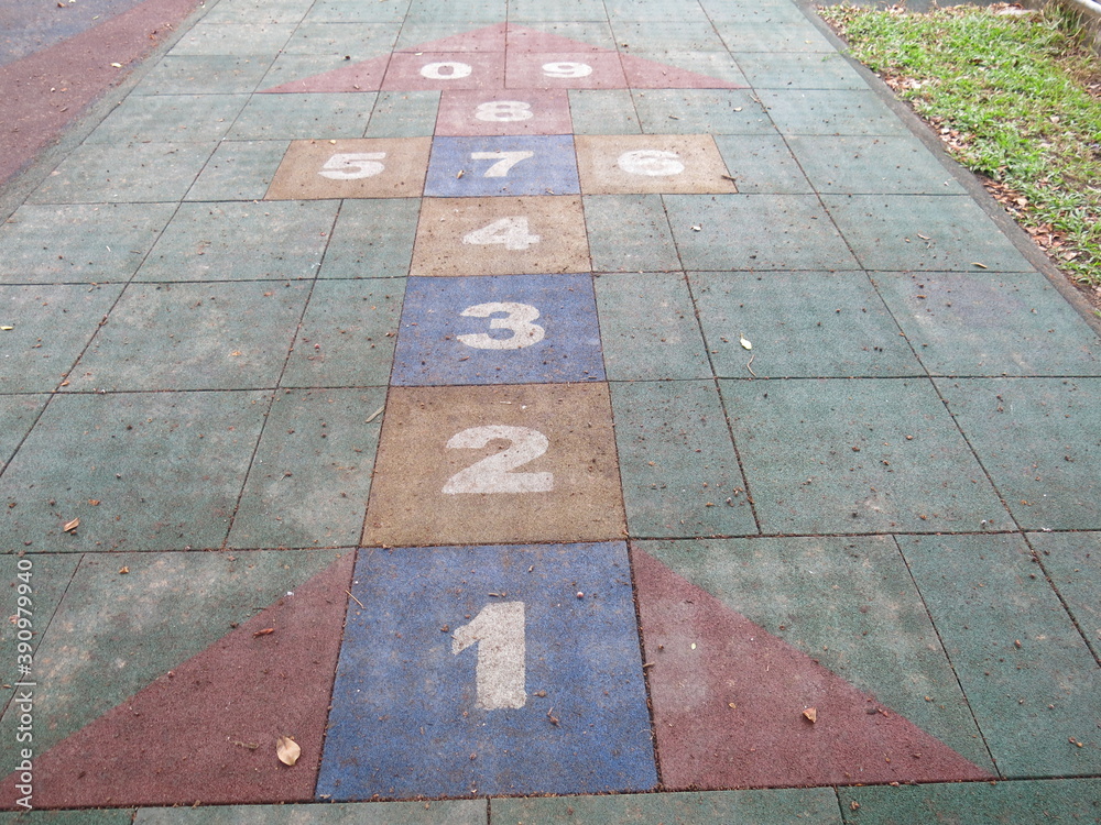 the colorful hopscotch are on the playground design for fun