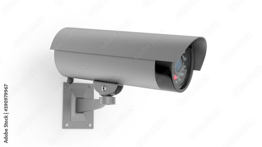 Gray CCTV camera is ON and moving and filming. Animation video Gray CCTV camera is ON and moving and filming. Animation video