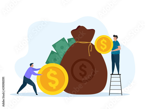 Money saving concept. Finance deposit earning. Vector illustration on white background.
