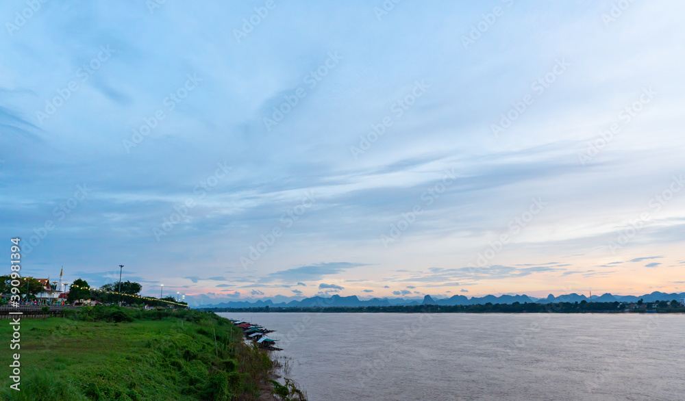 landscape of Mekong River with Thai and Laos border at sunrise landscape of Mekong River with Thai and Laos border at sunrise