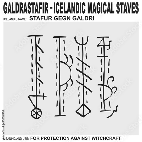 vector icon with ancient Icelandic magical staves Stafur Gegn Galdri. Symbol means and is used for protection against witchcraft